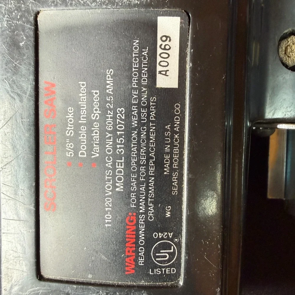Vintage‎ CRAFTSMAN Scroller Saw 315.10723 Jig Saw